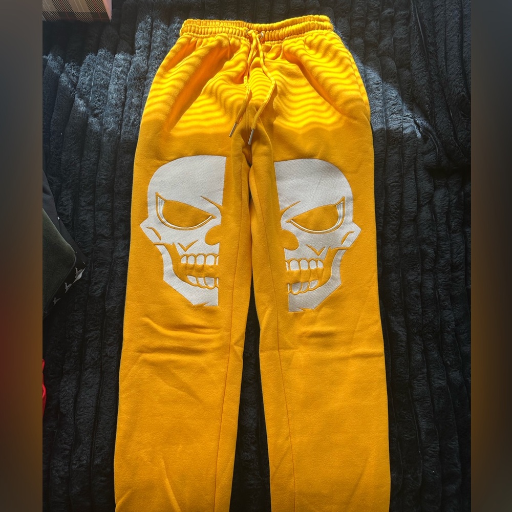 Heavy weight orange skull sweatpants